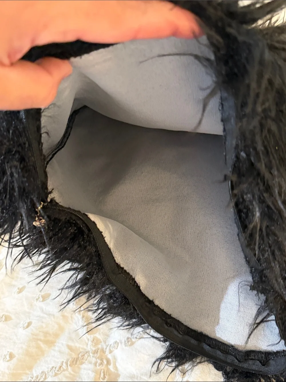 Black Faux Fur Decorative Throw Pillow Cover - Home Accents nwot